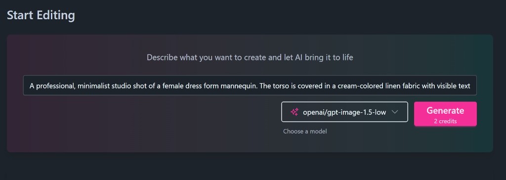 Image generation interface with prompt