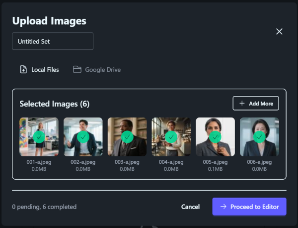 Proceed to editor after upload